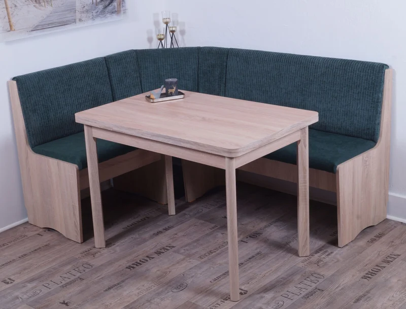 Eckbank Eckbankgruppe DUISBURG Tisch Sonoma Eiche Cordstoff Waldgrün