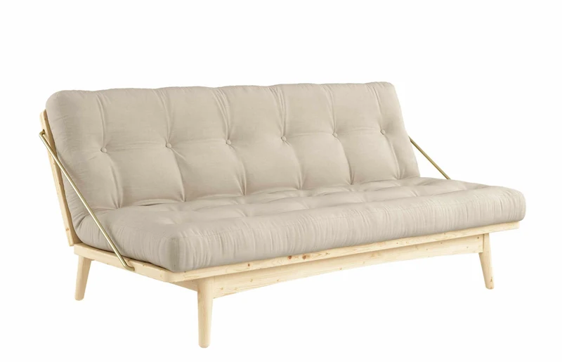 Klappcouch Sofa FOLK mit Klappfunktion Kiefer natur lackiert von Karup