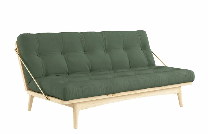 Klappcouch Sofa FOLK mit Klappfunktion Kiefer natur lackiert von Karup