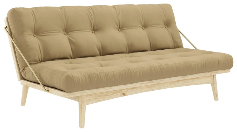 Klappcouch Sofa FOLK mit Klappfunktion Kiefer natur lackiert von Karup