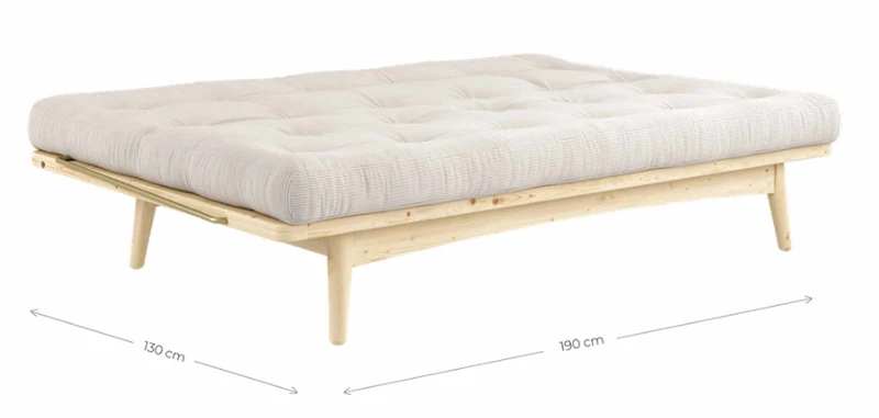 Klappcouch Sofa FOLK mit Klappfunktion Kiefer natur lackiert von Karup