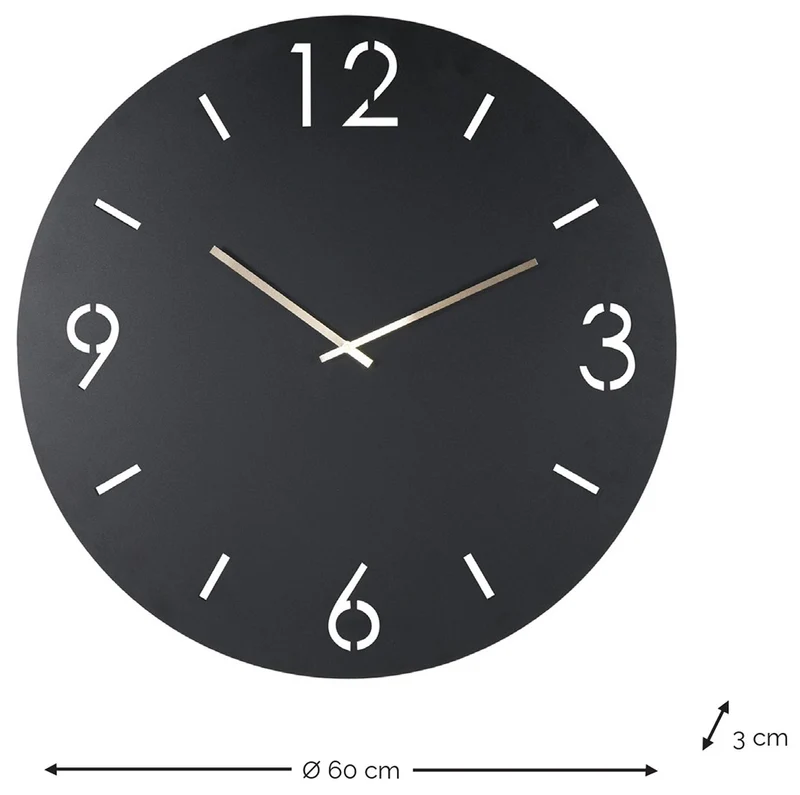 Spinder TIME Ø 60 Minimalistische Stahl-Wanduhr