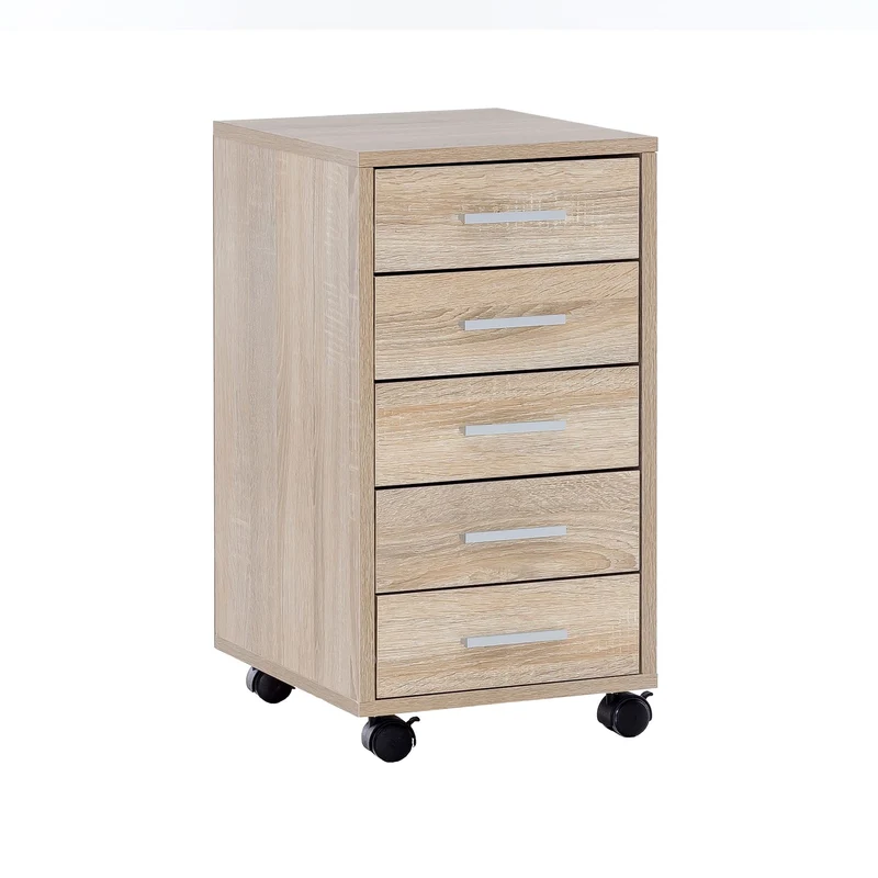 Rollcontainer Sonoma Holz 5 Schubladen Schreibtischcontainer mit Rollen