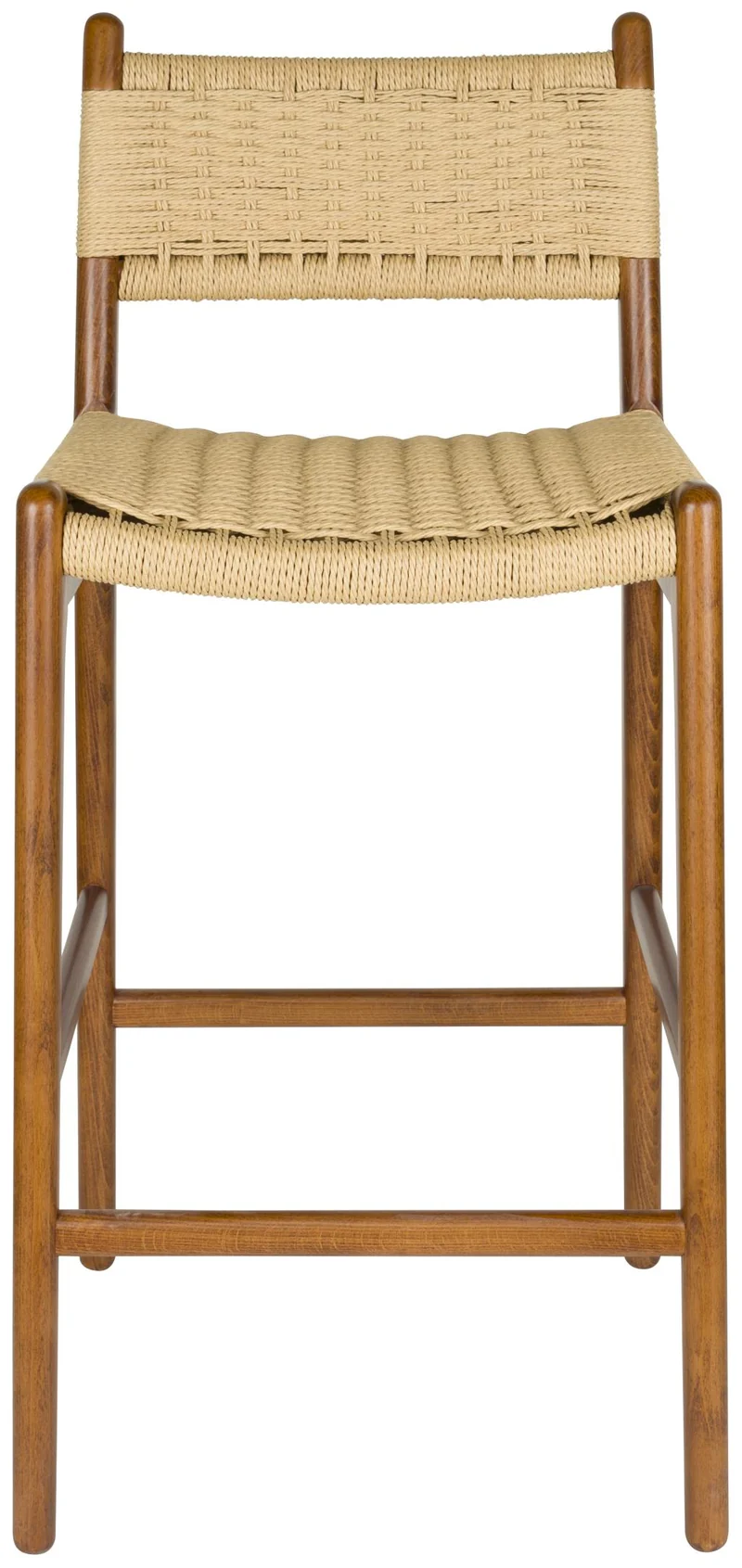 Barhocker Cecile Walnut: Retro-Design aus Holz & Seilgeflecht
