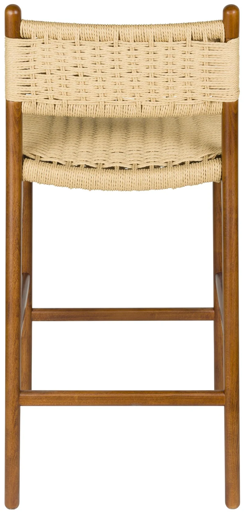 Barhocker Cecile Walnut: Retro-Design aus Holz & Seilgeflecht