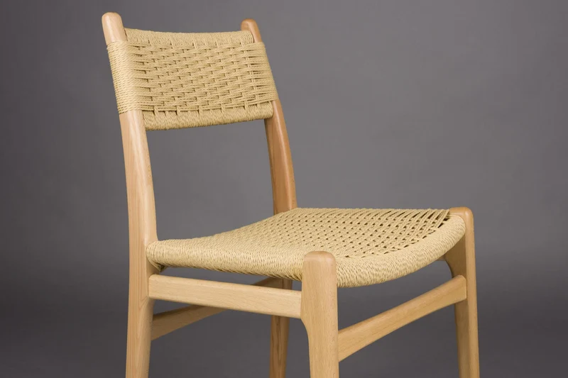 Dutchbone Stuhl Cecile: Esszimmerstuhl aus Holz & Naturgeflecht