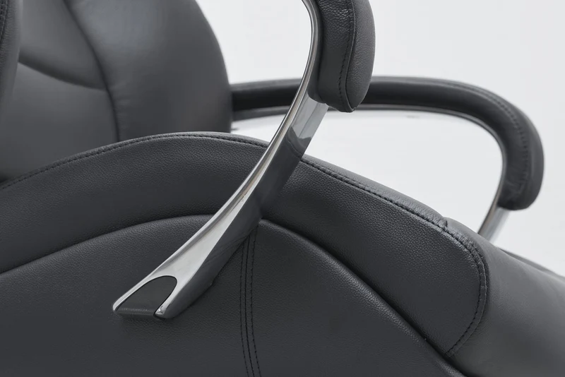 Bürostuhl Echtleder Schwarz Chefsessel höhenverstellbar ergonomisch 120kg