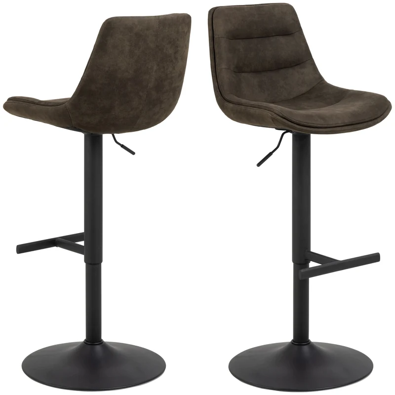 ADISA Barhocker 2er-Set Stoff Preston Anthrazit mit Drehfunktion
