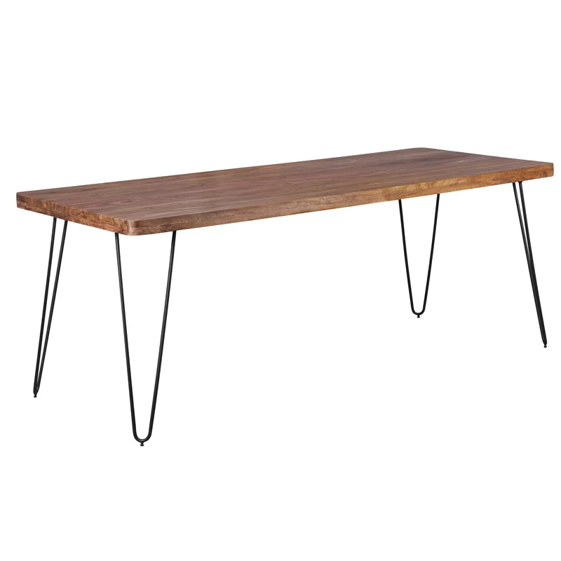 Esstisch BAGLI 200x80x76cm Sheesham Massivholz Metallbeine Landhausstil