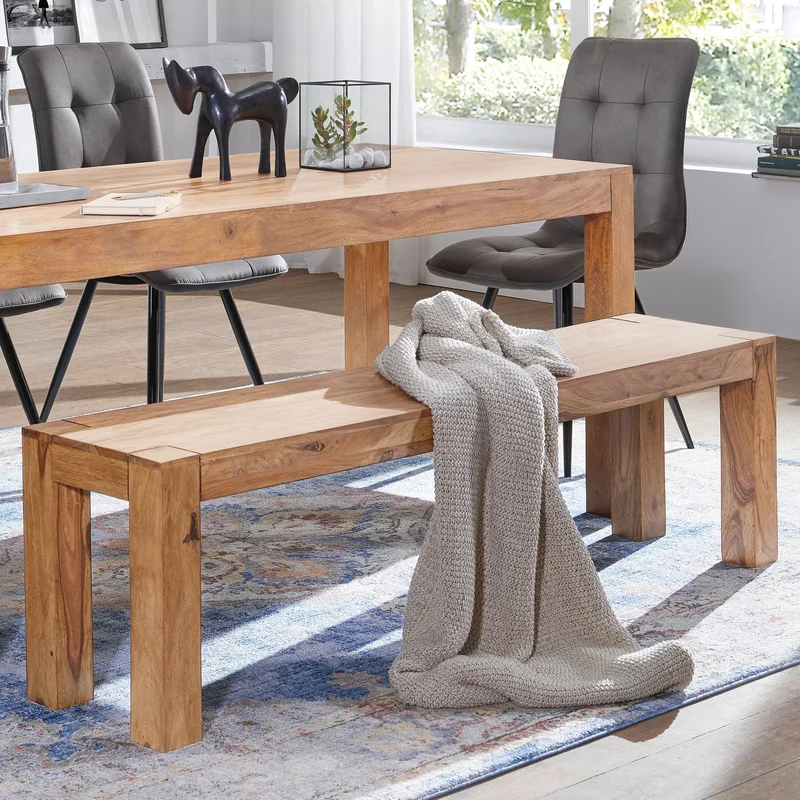 Sitzbank MUMBAI Akazie Massivholz 140x45x35cm Landhausstil