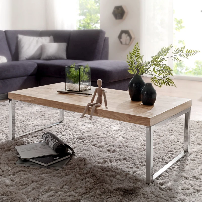 Couchtisch GUNA Akazie Massivholz 120cm Dunkelbraun Landhausstil