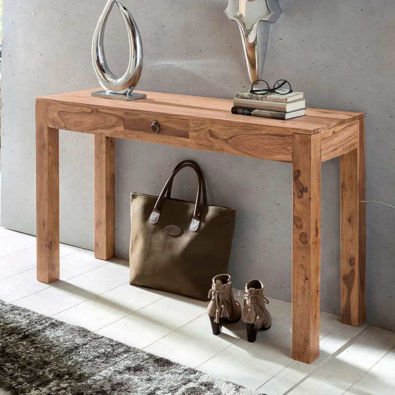 Konsolentisch MUMBAI Akazie Massivholz 1 Schublade 120x40cm Landhausstil