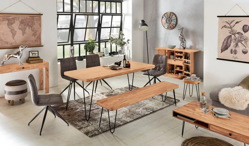 Konsolentisch MUMBAI Akazie Massivholz 1 Schublade 120x40cm Landhausstil