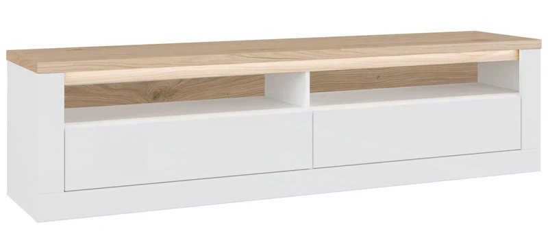 TV-Board DURAOAK Lowboard Weiß glänzend und Wildeiche Dekor von Forte