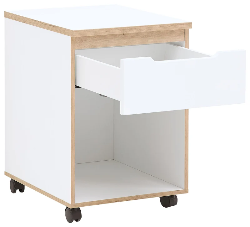 Rollcontainer MEMPHIS Weiß supermatt & Artisan Eiche – Mit Schublade