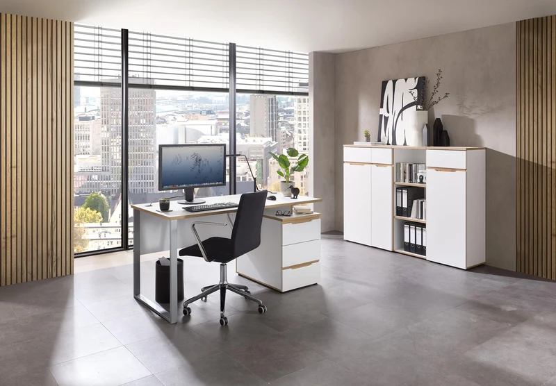 Büroregal MEMPHIS WH14 Weiß & Artisan Eiche 45 cm