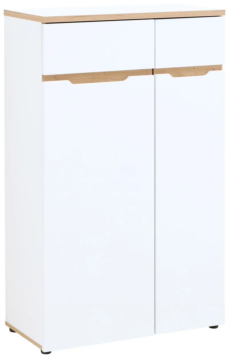 Büroschrank MEMPHIS 2-türig WH10 Weiß supermatt & Artisan Eiche