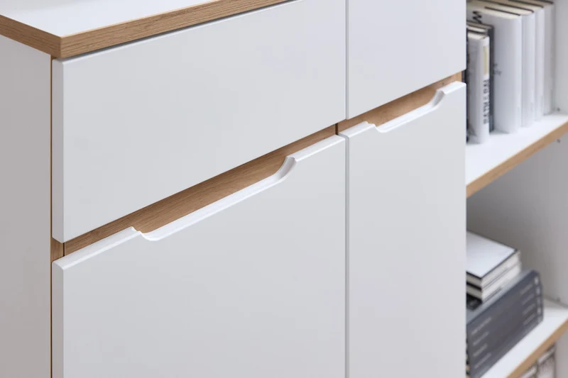 Büroschrank MEMPHIS 2-türig WH10 Weiß supermatt & Artisan Eiche