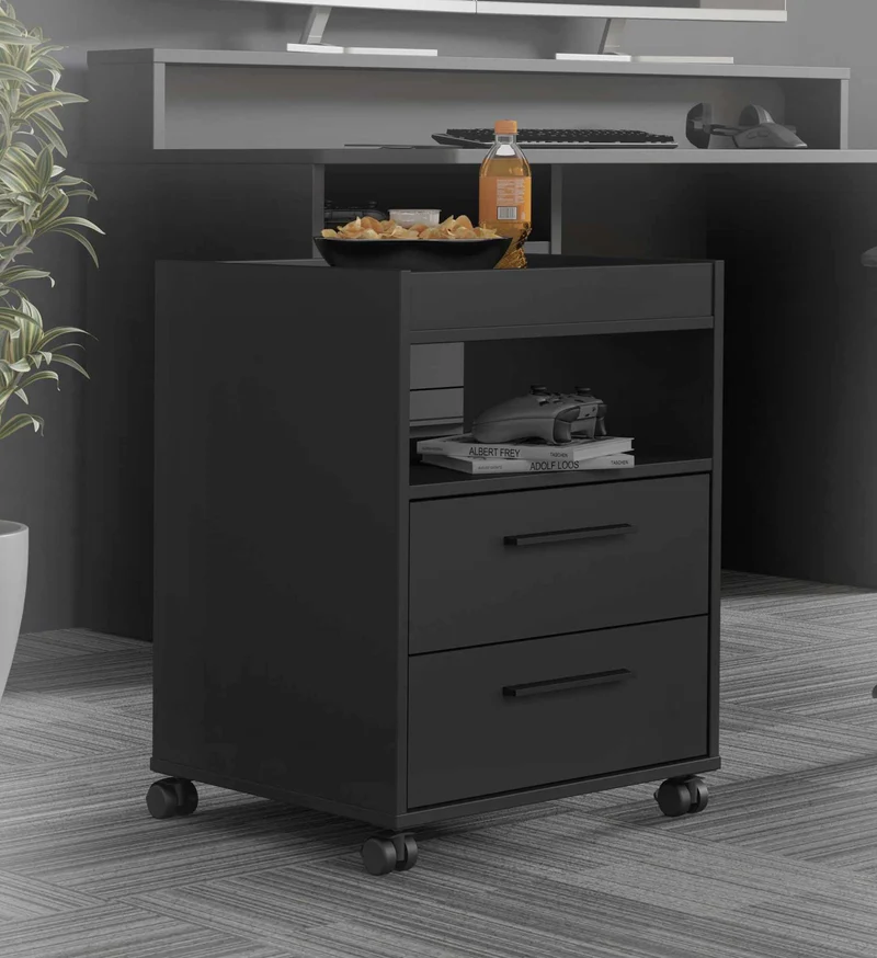 Rollcontainer TEZAUR Schwarz mit 2 Schubladen von Forte