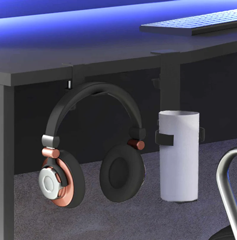 TEZAUR 5B großer Gaming Tisch Computertisch mit LED und Zubehör