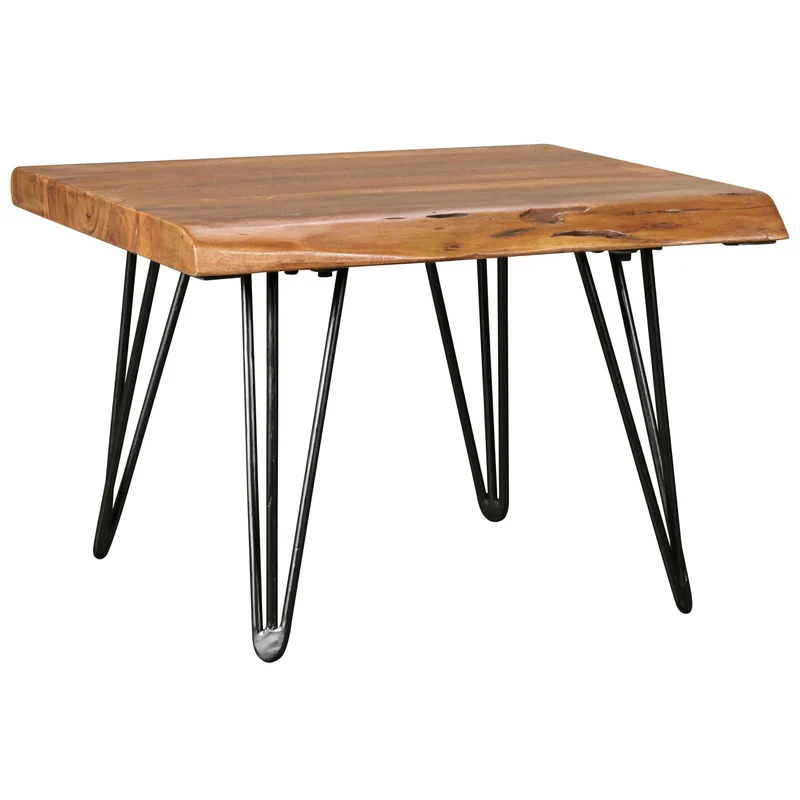 Couchtisch Sheesham Massivholz Baumkante Metallbeine Landhausstil