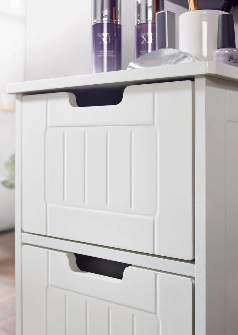 Badschrank Landhaus MDF 30x83x30cm weiß 4 Schubladen