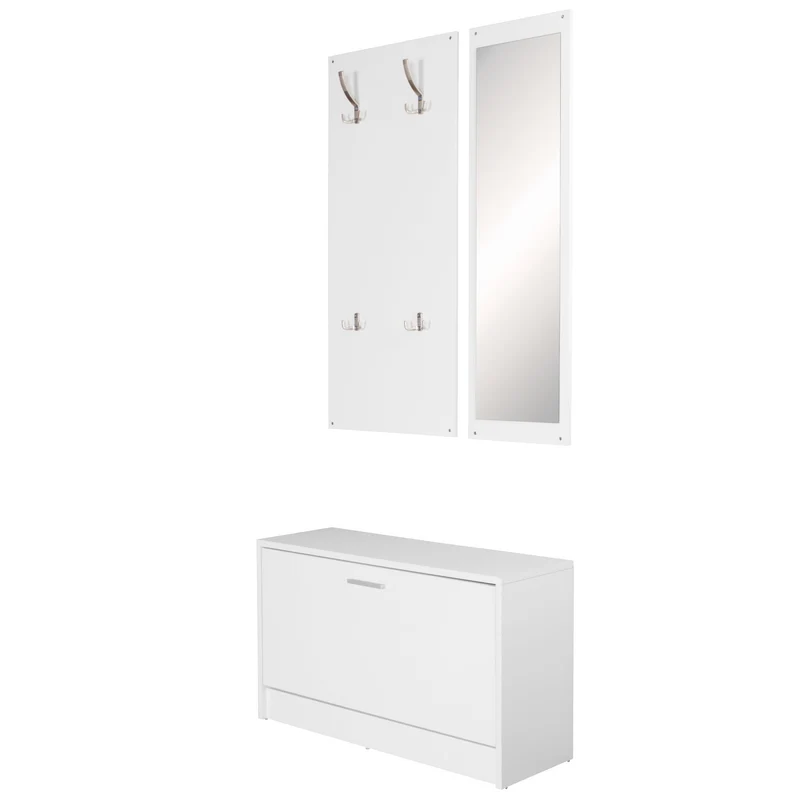 Garderobe Salerno Wandgarderobe Spiegel Schuhschrank Spanplatte Weiß