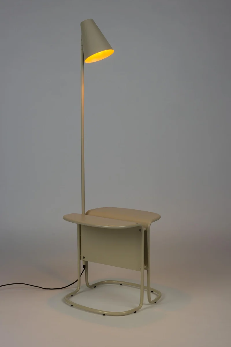 Stehlampe Lustor Beige mit Tisch & USB-Port | Design by Zuiver