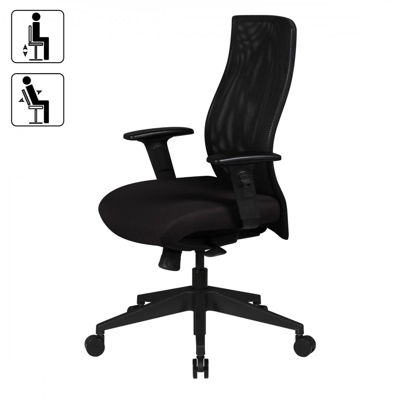 Bürostuhl Chefsessel Stoff Schwarz Drehstuhl Armlehne 120 kg