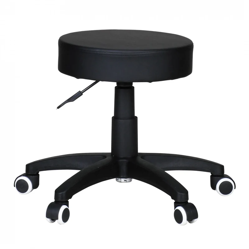 Hocker Design Arbeitshocker Kunstleder Schwarz mit Rollen gepolstert