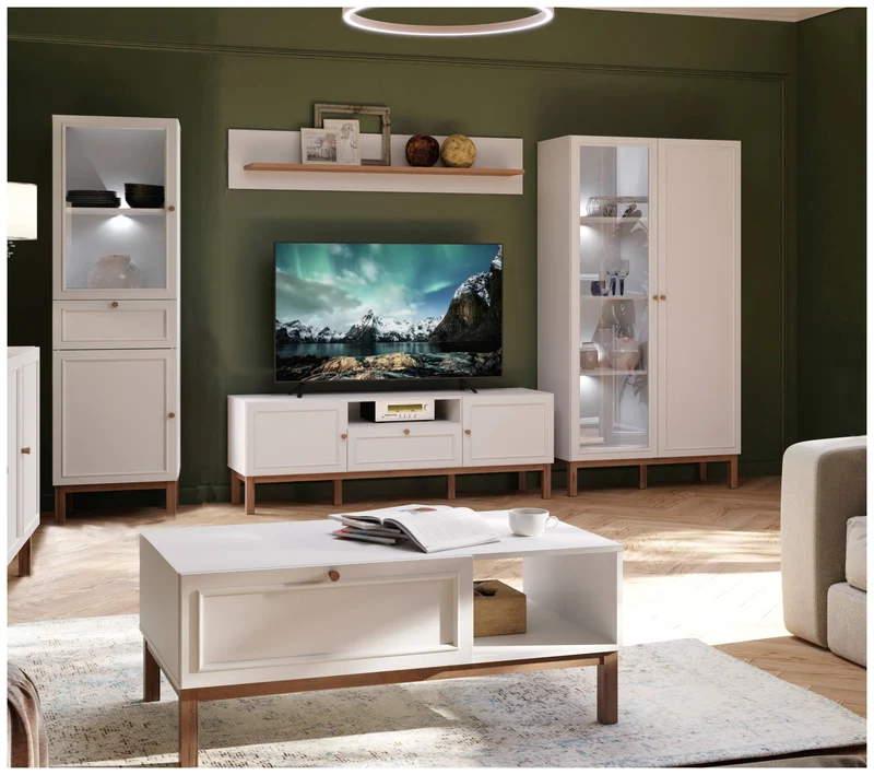 Highboard Vitrine PENKRIDGE mit 2 Türen in Secret Grey / Schlammeiche