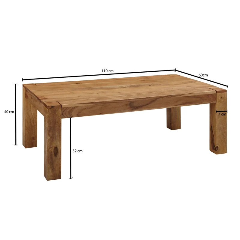 Couchtisch Mumbai 110cm Akazie Massivholz Landhausstil Naturprodukt