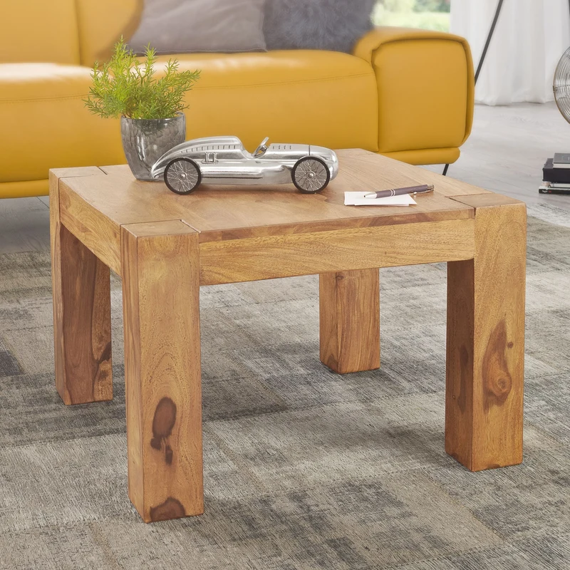Couchtisch Akazie Massivholz 60cm Landhausstil Braun Natur