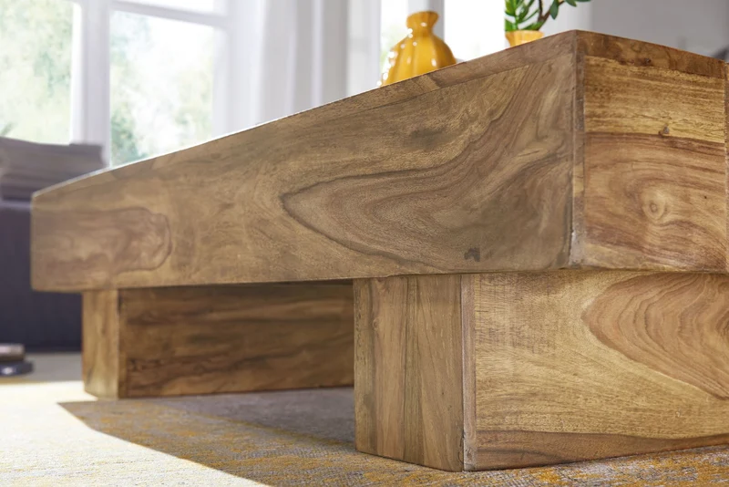 Couchtisch Akazie Massivholz 120cm Dunkelbraun Landhausstil