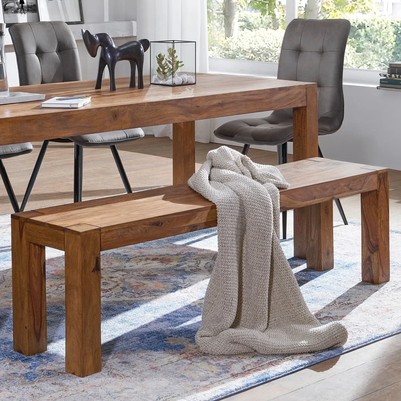 Sitzbank MUMBAI 180cm Sheesham Massivholz Landhausstil Esszimmer