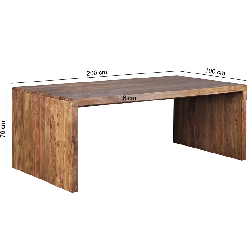 Schreibtisch BOHA 200cm Sheesham Massivholz Landhausstil Büroablage