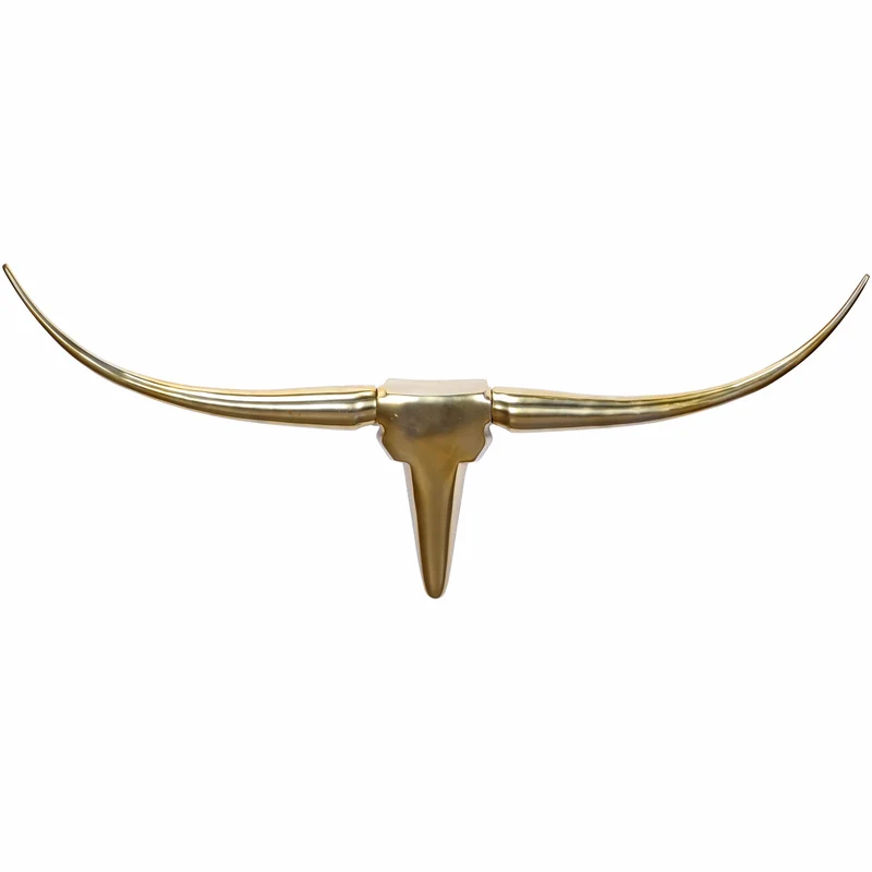 Deko Geweih Bull M 100cm Gold Aluminium Stierkopf Modern Wanddeko