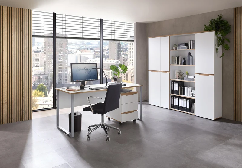 Büroschrank MEMPHIS 2-türig WH01 Front Weiß supermatt