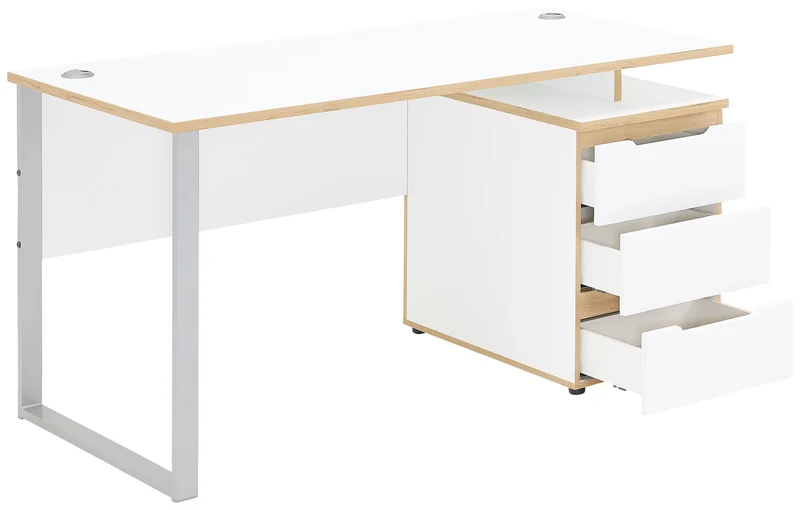 Schreibtisch MEMPHIS 150 x 73 cm mit Container Weiß
