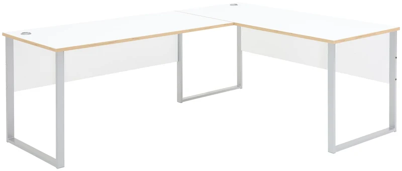 Winkel-Schreibtisch MEMPHIS Weiß - Metallgestell 229 x 170 cm