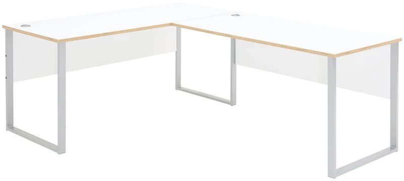 Winkel-Schreibtisch MEMPHIS Weiß - Metallgestell 229 x 170 cm