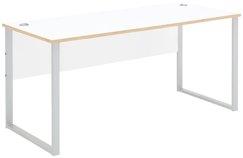 Schreibtisch MEMPHIS Weiß - Metallgestell silber matt 170 x 73 cm