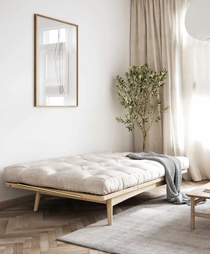 Karup Klappcouch Funktionssofa FOLK Cord Bezug Kiefer Natur lackiert
