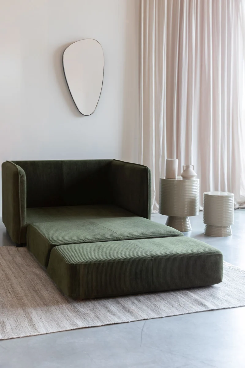 Schlafsofa Loveseat Sofabett JOPIE Cordstoff in verschiedenen Farben