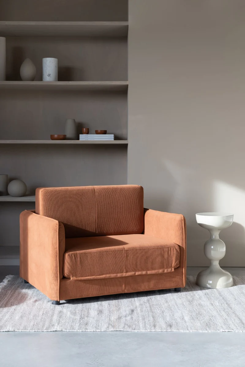 Schlafsofa Loveseat Sofabett JOPIE Cordstoff in verschiedenen Farben