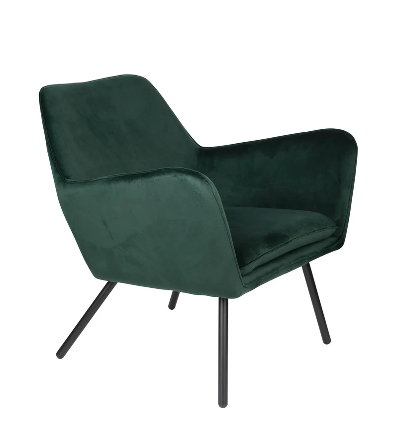 Retro Sessel BON Velvet Green - Samtstoff Grün