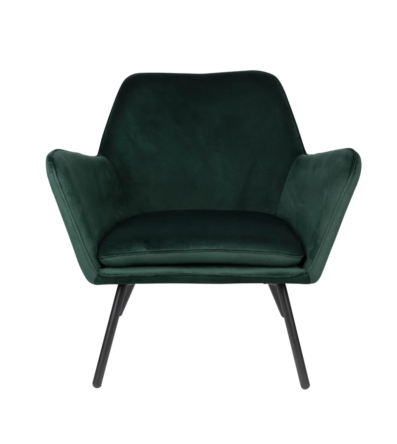 Retro Sessel BON Velvet Green - Samtstoff Grün