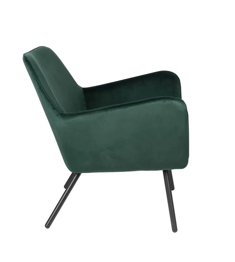 Retro Sessel BON Velvet Green - Samtstoff Grün