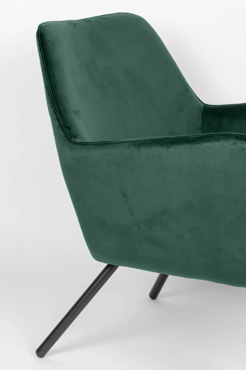 Retro Sessel BON Velvet Green - Samtstoff Grün
