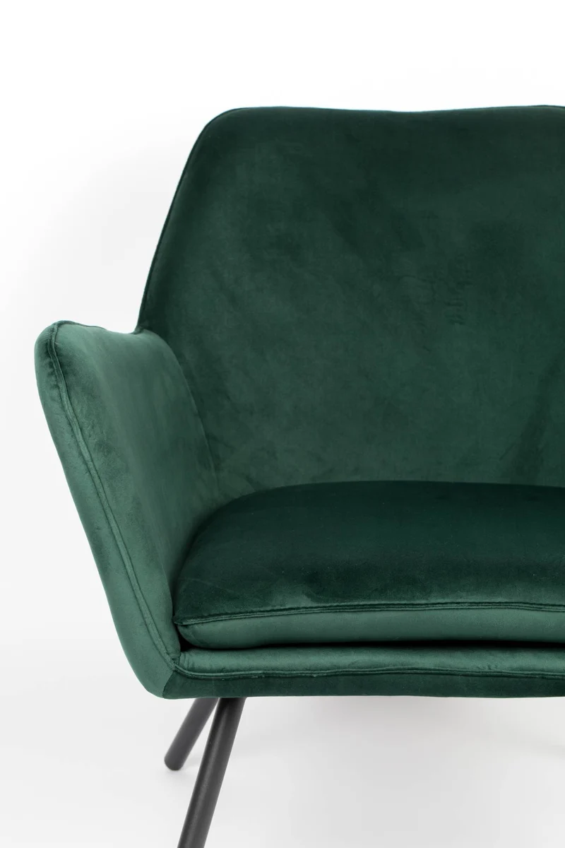 Retro Sessel BON Velvet Green - Samtstoff Grün